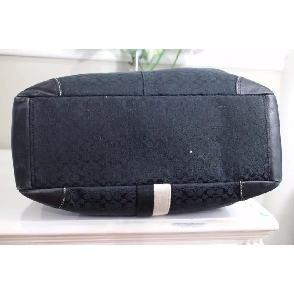 Black Coach Voyage F13813 Signature Jacquard Diaper Bag Handbag Tote (220